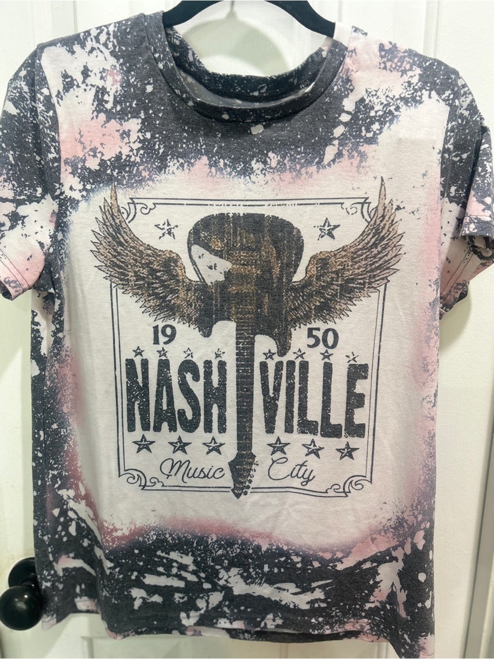 Nashville Graphic Tee - Pink & Black Tie-Dye